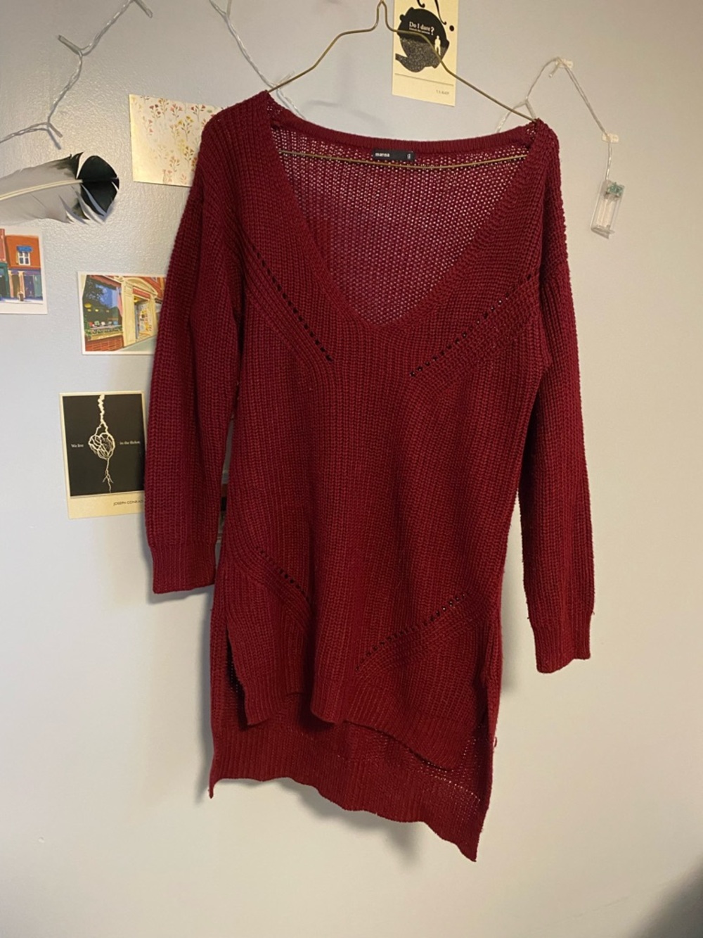 Y2k Like, Cozy Deep Wine V-Neck Knit Sweater
